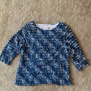 Coldwater Creek Blue and White Patterned Long Sleeve Tee